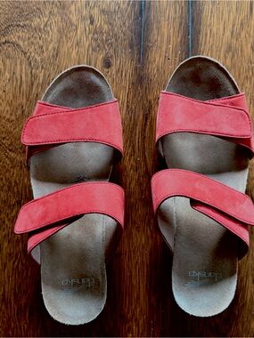 Dansko Vienna Nubuck Women’s Red Suede Double-Strap Sandals